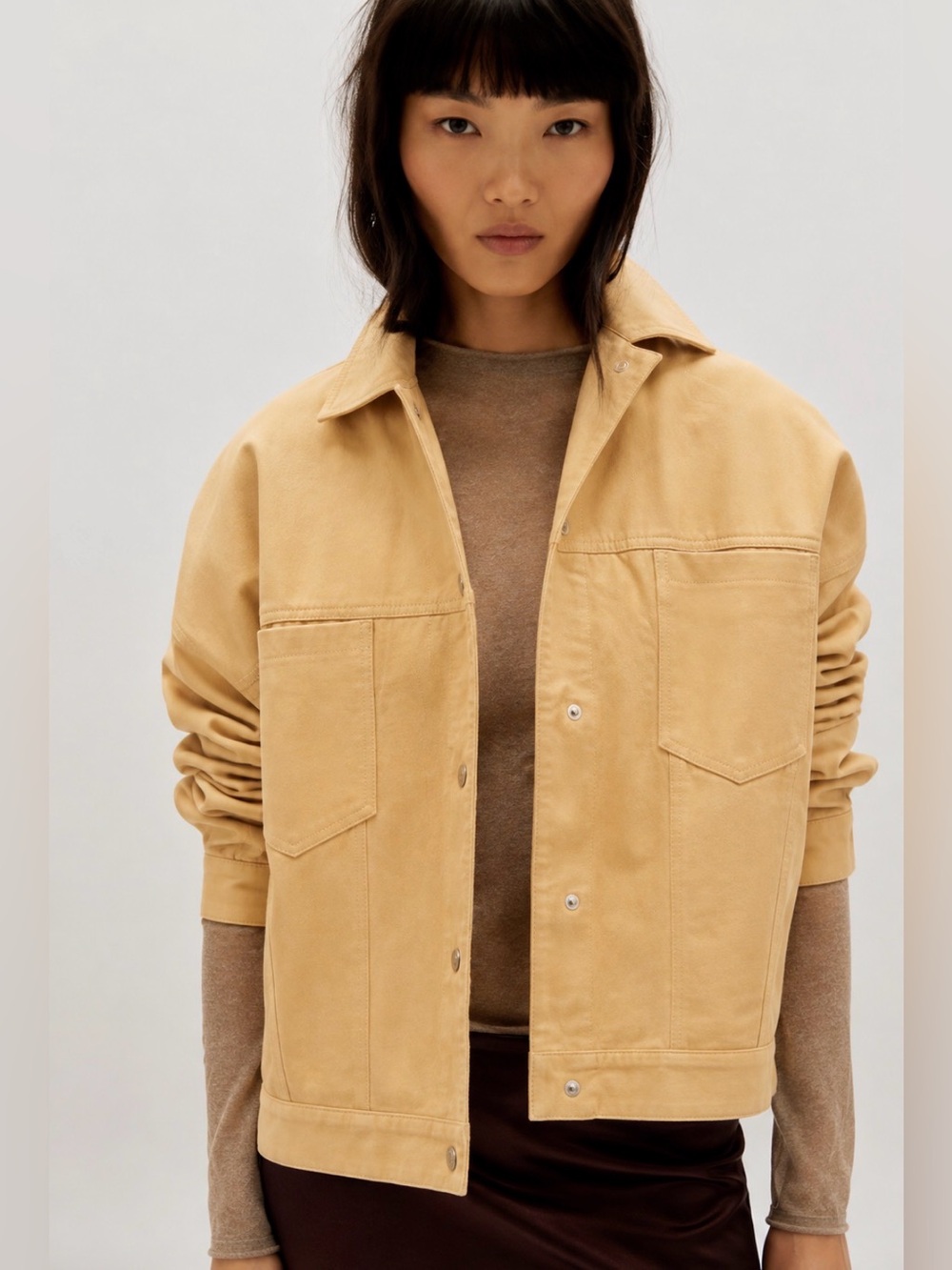 Free People We The Free Opal Swing Suede Leather Jacket In Natural Beige Size XL